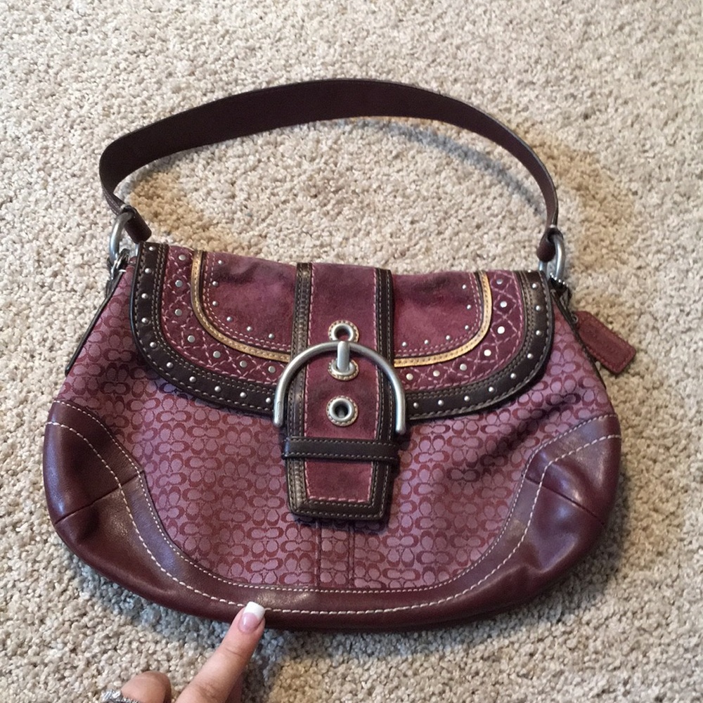 Coach Purse Purple-Burgendy Saddle Bag